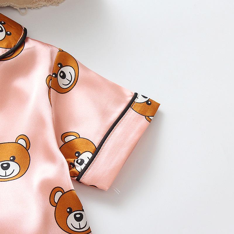 BB58 Mufurui Summer Kids' Silk Bear Cartoon Pajama Short Sleeve Two-Piece Set