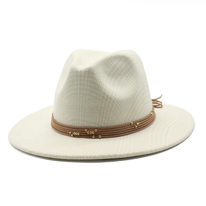 

Wool British Retro Jazz Top Hat, Men S And Women S Big-Brimmed Top Hat, Felt Hat M（56-58cm） молоко, білий колір