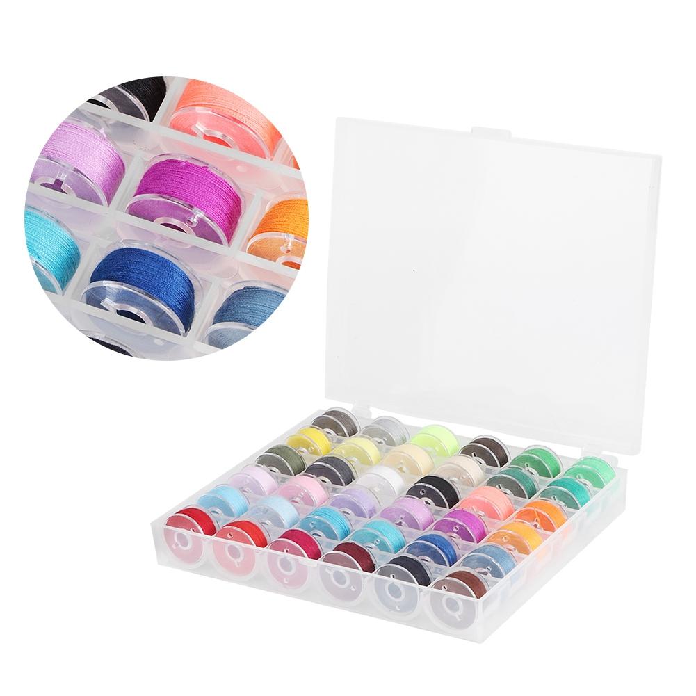 Transparent Bobbin Storage Box 36 Grid with Colorful Bobbin Thread Sewing Machine Supplies