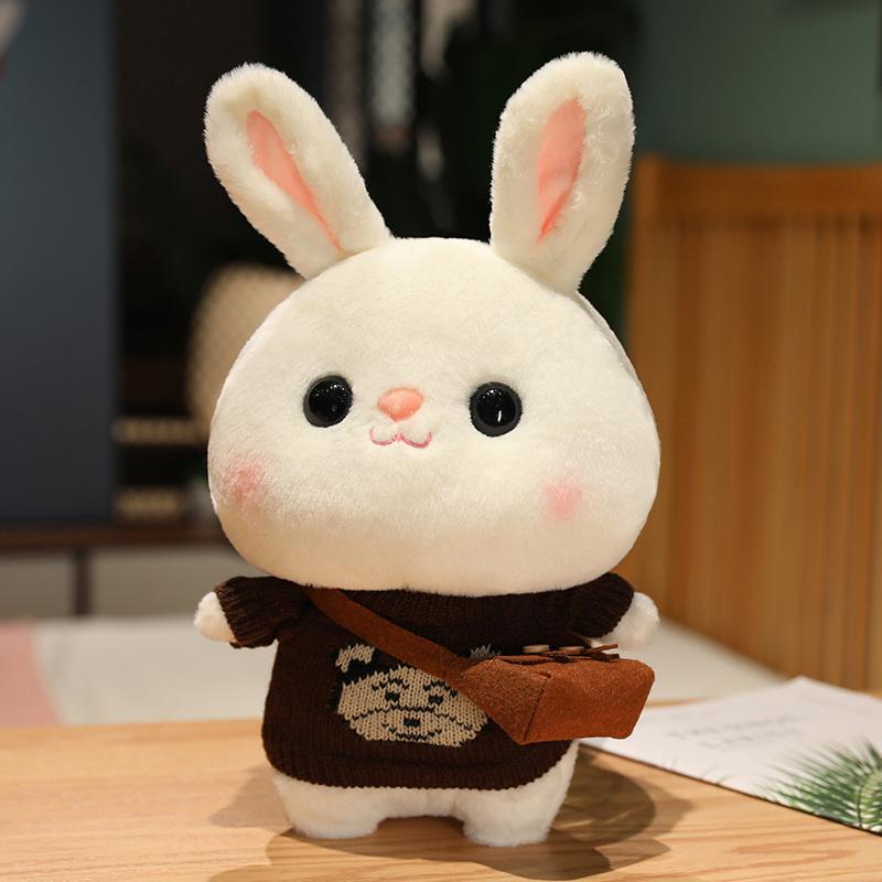 Weiches Kaninchen Lalafanfan Kaninchen Café Mädchen Plüschtier Niedlich 30cm Kawaii Lalafanfan Puppe mit Brille mit Kleidung Spielzeug Geschenk