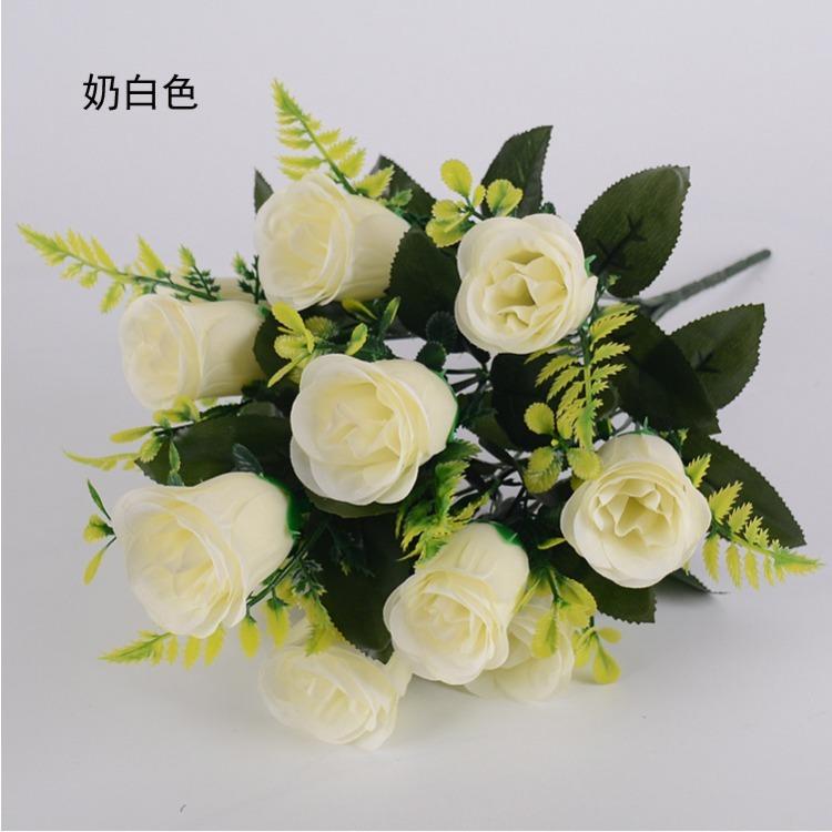 12 Hands Rose Bridal Bouquet Realistic Bridesmaid Flower Arrangement Wedding Decoration Ornament Reusable Dustproof Faux Floral Centerpiece Easy Care