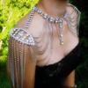 Crystals Tassels Shoulder Chain Necklace Multilayered Body Jewelry Accessory for Women Bridal Wedding Arm Supplies