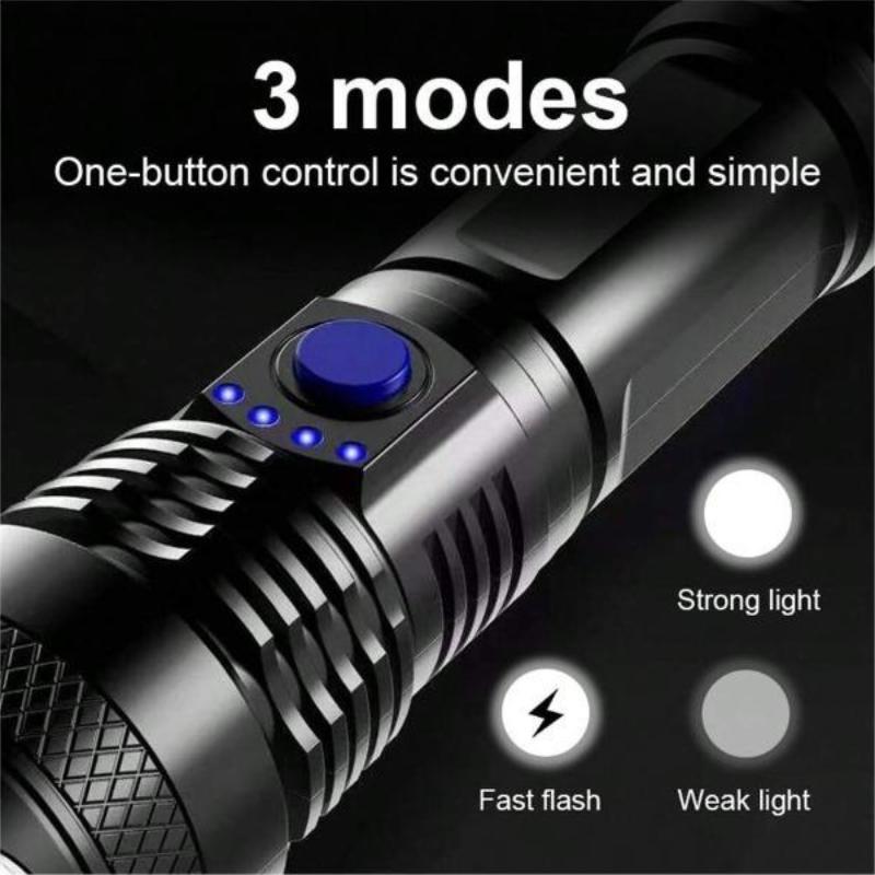 USB 300 minut dobíjecí svítilna silné světlo 3 režimy ruční lampa 18650 baterie svítilna vodotěsná kempování turistika noční hlídka