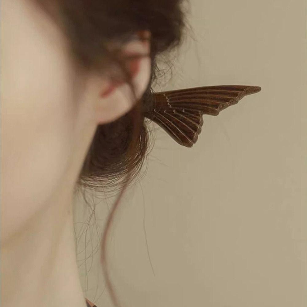 Butterfly Wooden Hair Stick Cat Hanfu Headwear Cute Chinese Style Hairpin  Hairstyle Design Tool