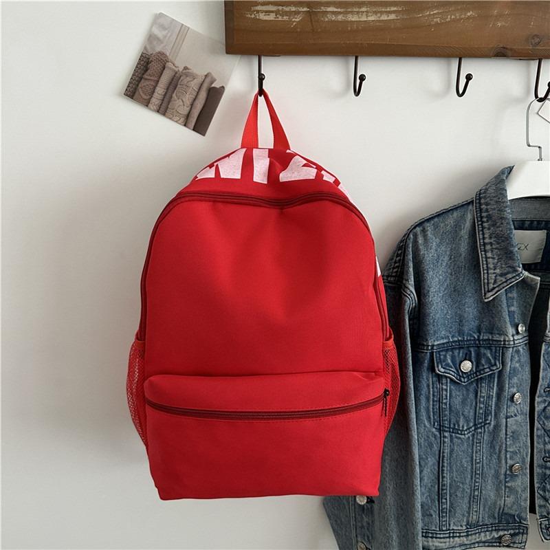 Nylon solid color alphabet schoolbag, simple, lightweight, waterproof and wear-resistant backpack, class commuting large-capacity backpack