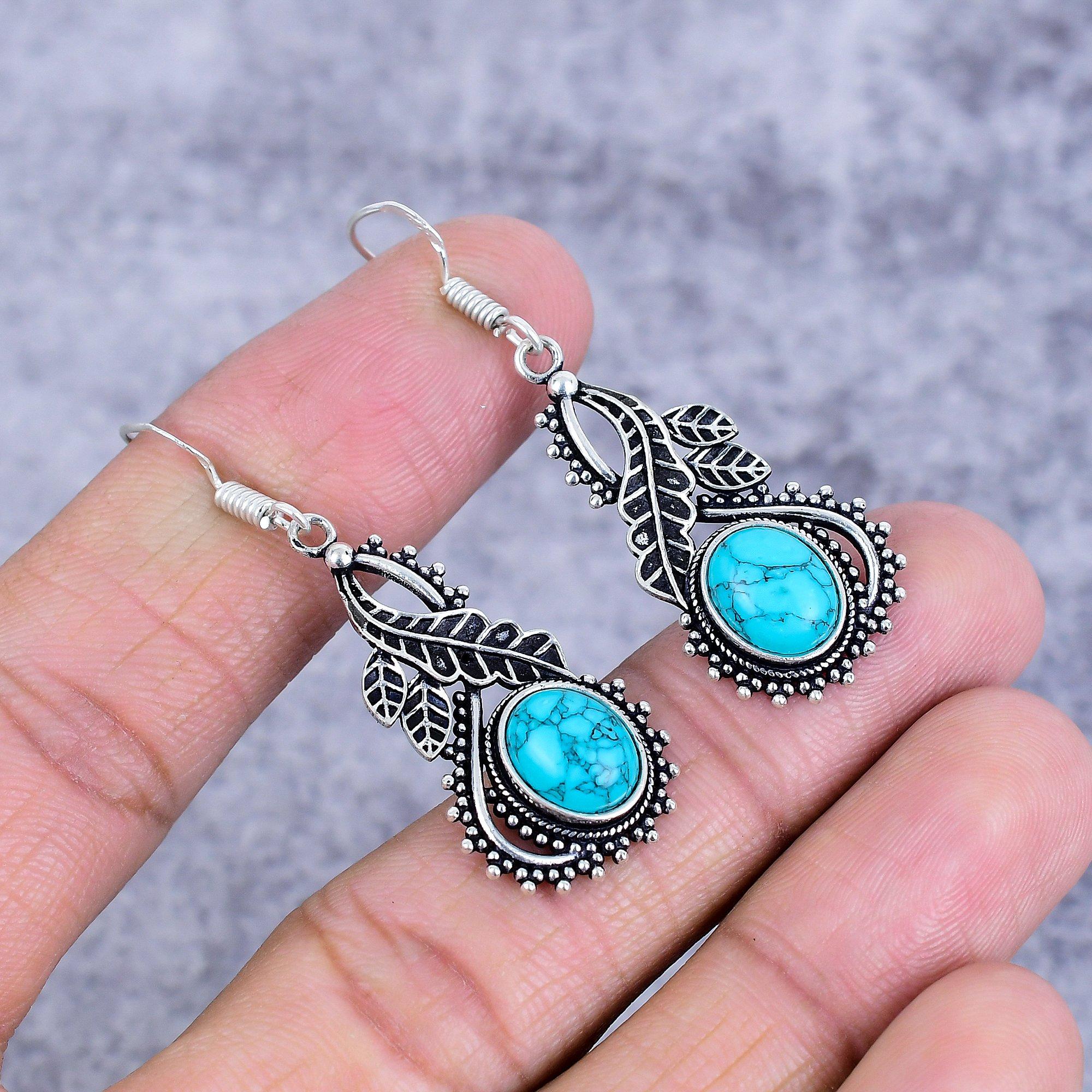 

Santa Rosa Turquoise Gemstone 925 Sterling Silver Jewelry Earring 1.97 M-2705