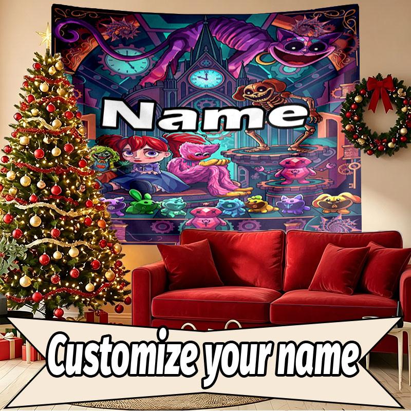 Custom Name Personalized Poppy Playtime Print Tapestry, Wall Art Decor, Bedroom, Dorm, Apartment, LivingRoom, Party Backdrop, Gift for Birthday