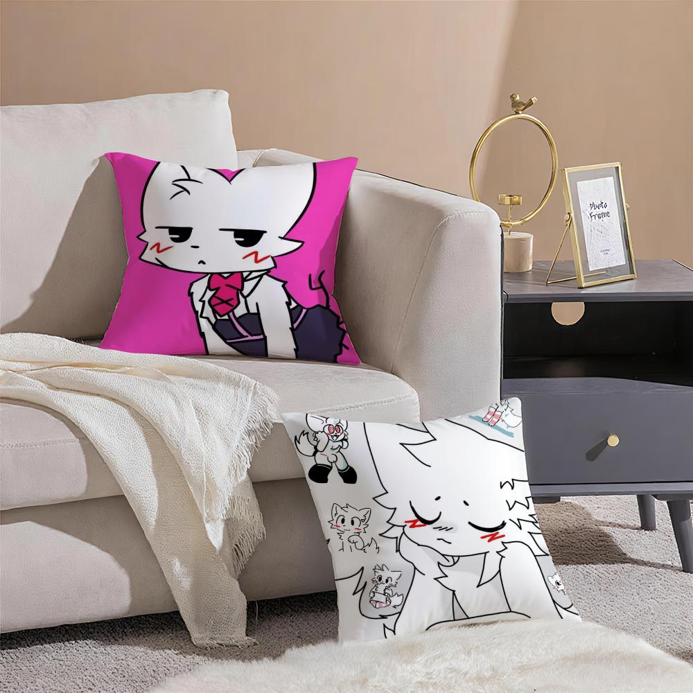 BBoykisser Silly Cat Cute Cushion Cover Pillowcase Short Plush Invisible Zipper Room Sofa Cushion Cover