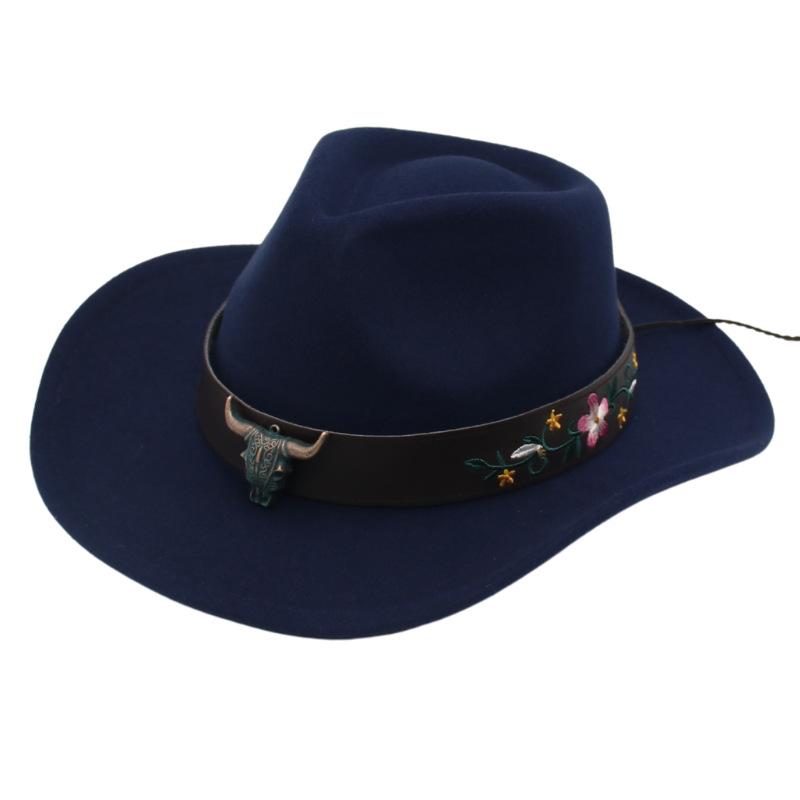 Western Cowboy Hat Dance Performance Jazz Hat Belt Accessories Felt Hat Studio Couple Hat