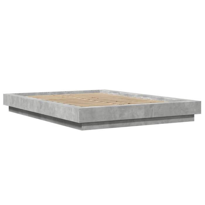 VidaXL Cadre de lit gris béton 140x200 cm bois d'ingénierie, meuble de chambre à coucher, sommier, lit de palette, lit, lit 3281192