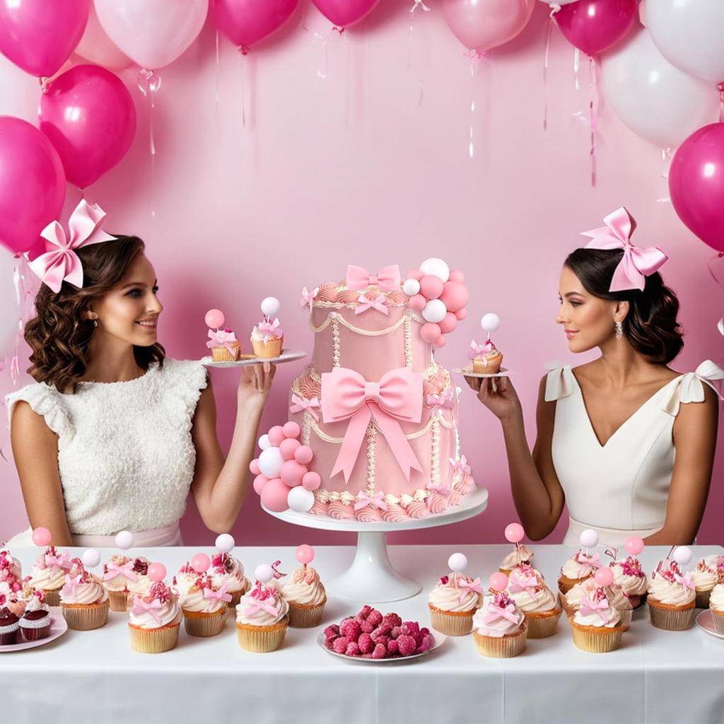 Oversized Pink Bow Cake Toppers for Girls EVA Foam Bowknot Princess Cake Decorations Wedding Cake Topper for Baby Shower