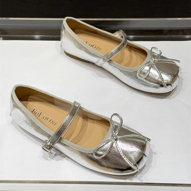 

Leather flat bottom with Mary Jane small leather shoes women s shoes 2025 summer new fairy style bow single shoes 35