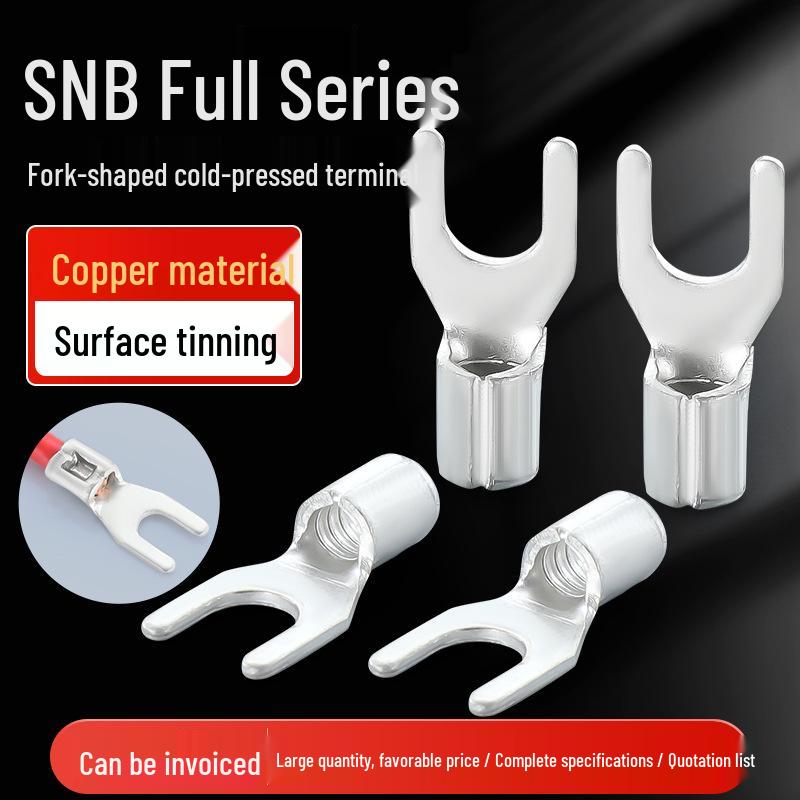 Cold-pressed U-shaped Copper Terminal Connector SNB Fork-type Wire Terminal Lug with Free Invoice