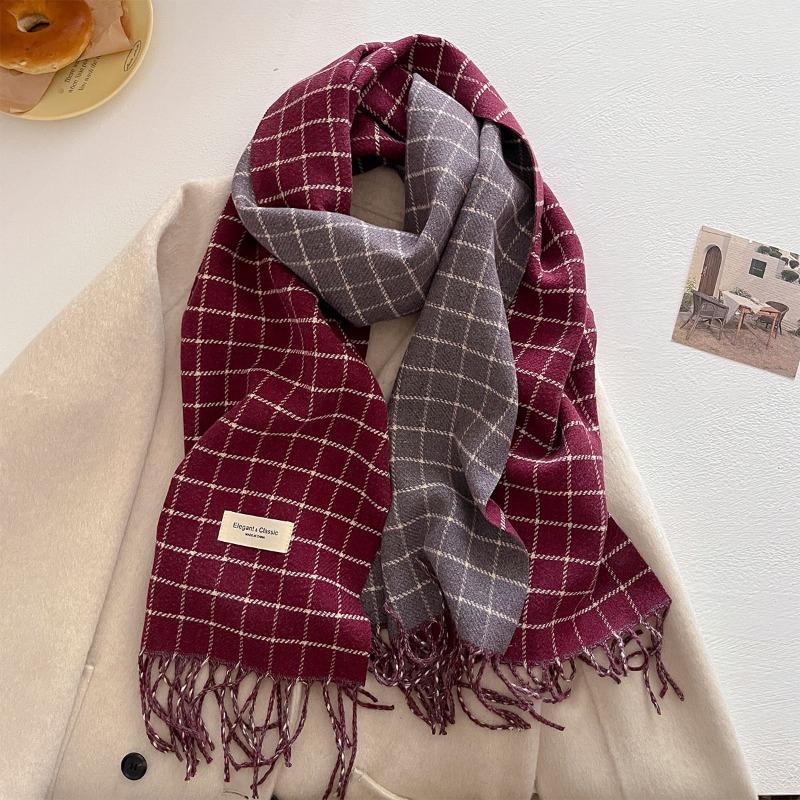 Autumn and Winter New Fashion Plaid Scarf Men and Women Versatile Warm Shawl Versatile Thickened Couple Scarf