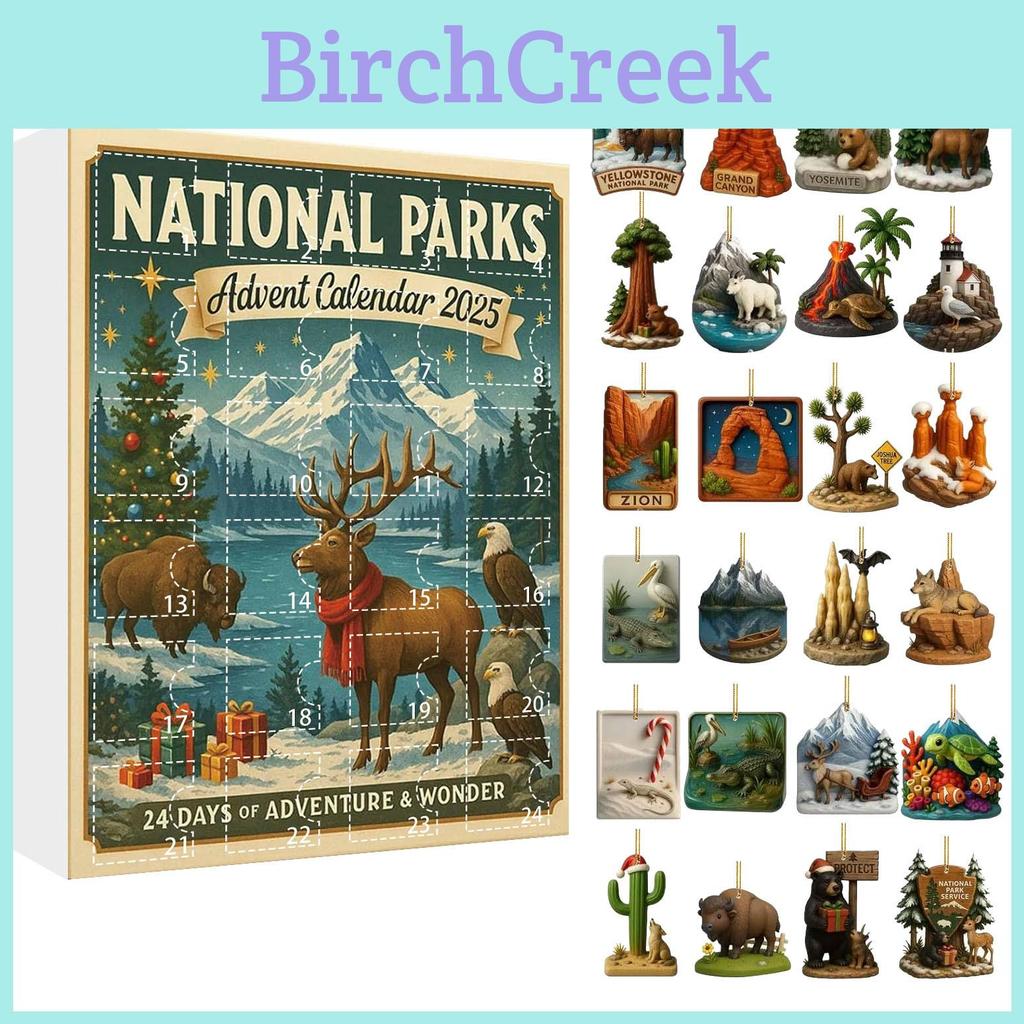 National Parks Christmas Countdown Calendar With Animal And Plant Figures For Festive Decorations