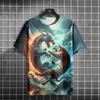 Full Print Animal Dragon Tiger Graphic T Shirt For Men Summer Short Sleeve Oversized Tshirts Tops 3d Print Men's T-Shirts