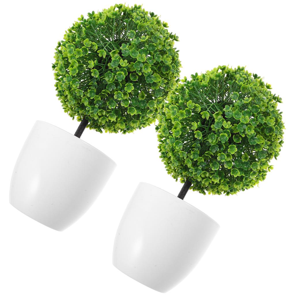 2 Pcs Potted Bushes Home Decor Artificial Plants Indoor Small for Decoration Bookshelf