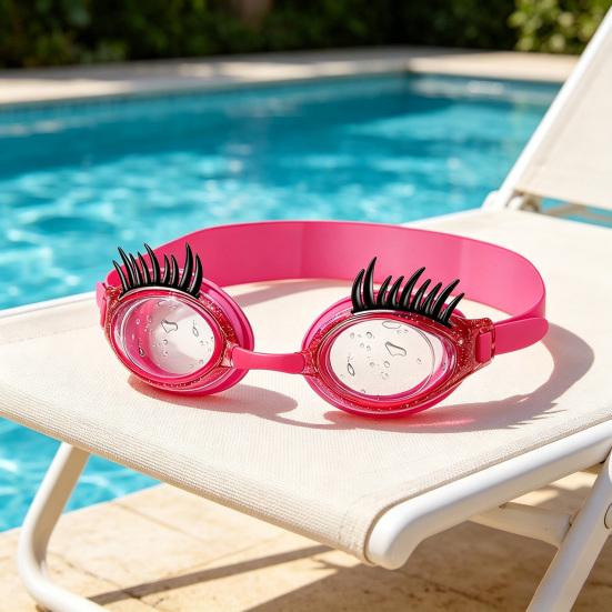 Children Swim Goggles with Eyelashes Waterproof No Leakage Anti-Fog Clear Lens Boys Girls Silicone Swim Goggles Diving Snorkeling Equipment