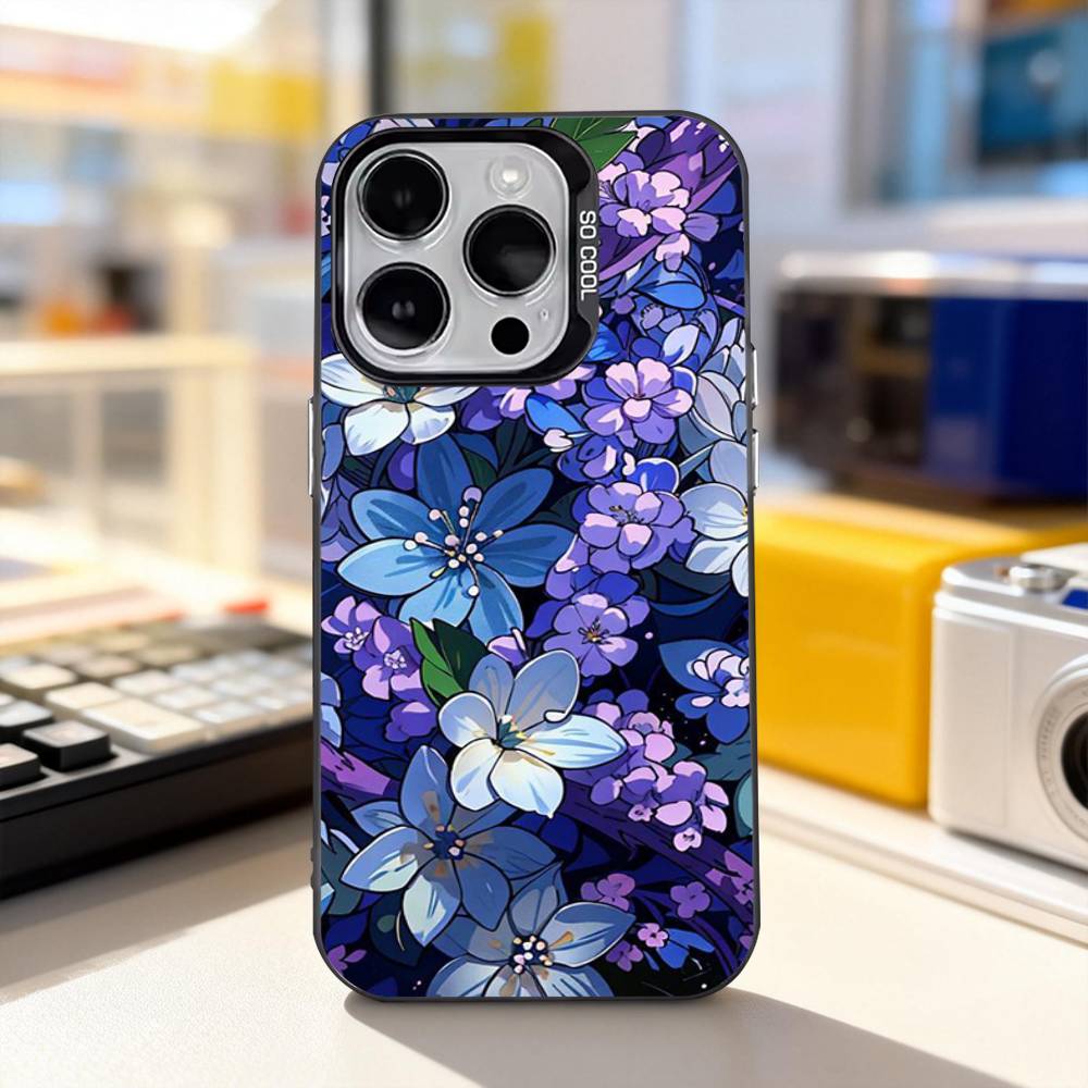 

Painting Art Flower For iPhone 17,16,15,14,13,12,11,Pro,Max,Plus,E,Air,Mini Anti Fall Black Matte Hard Bumper Phone Case iPhone17pro