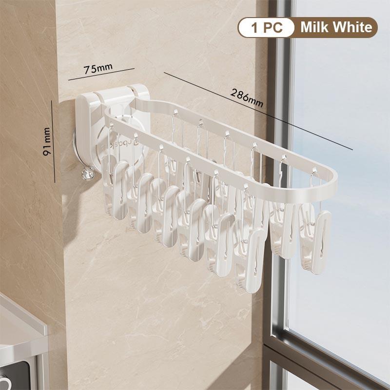 Balcony Drying Rack Folding And Rotating No Punching Suction Drinking Cup Wall Mounted Sock Rack Home Use Storage Durable