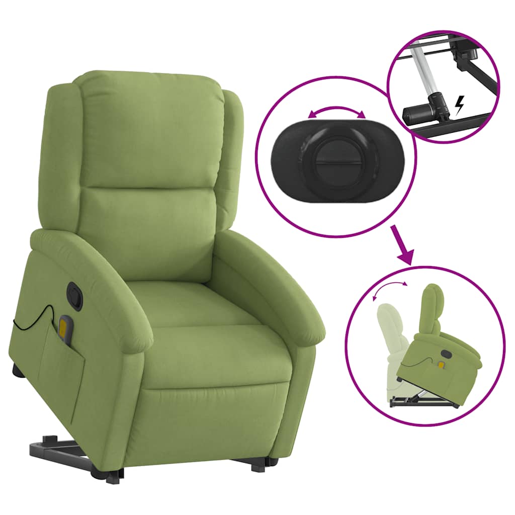 Massage Recliner with Rising Function Light Green Velvet