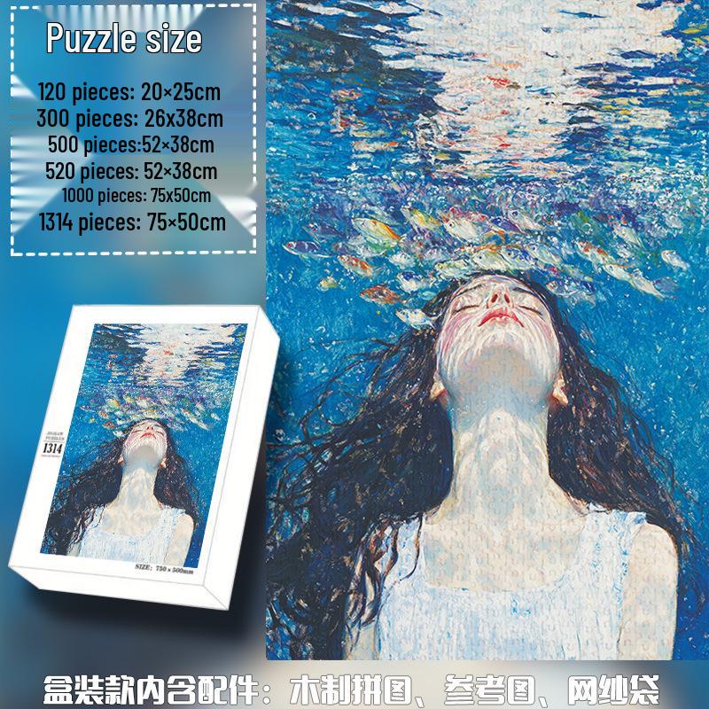 Underwater Girl 1000-Piece Wooden Jigsaw Puzzle - Stress-Relieving Fun Gift for Friends