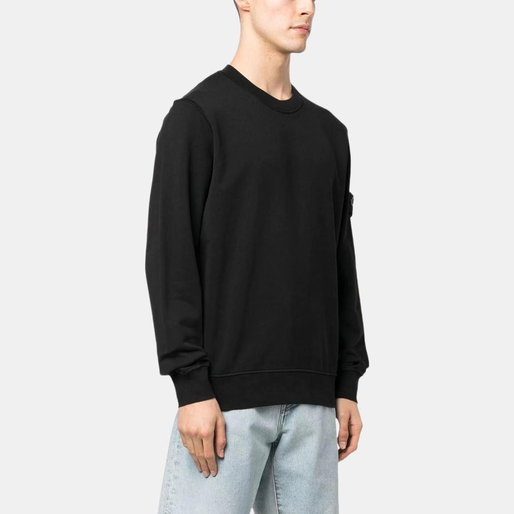 STONE ISLAND Logo Patch Crewneck Sweatshirt 'Black' Men's 101563051-A0029
