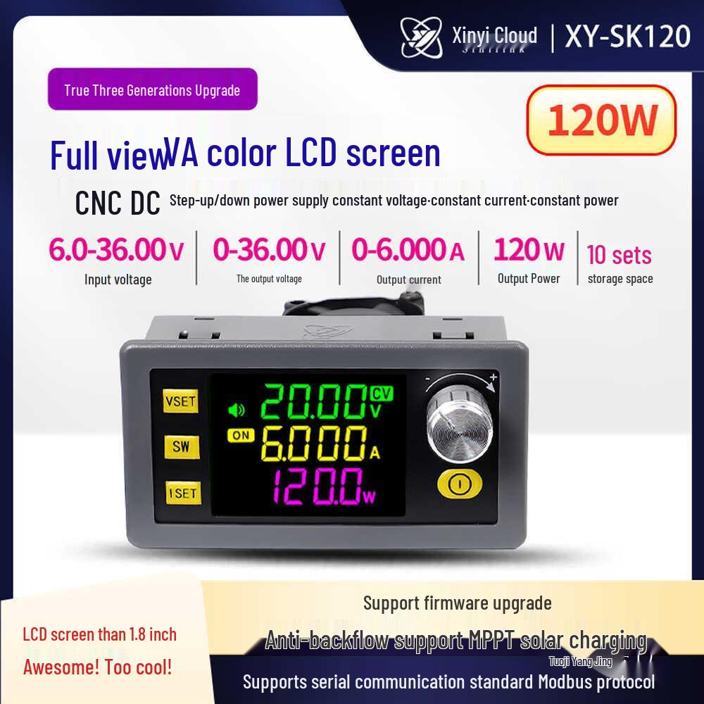 Third-Gen SK120 CNC Adjustable DC Power Supply Module for Step-Up/Down, Constant Voltage & Current, Solar Charging