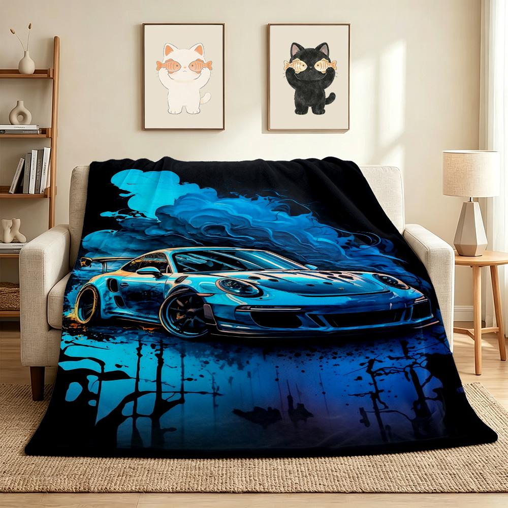 Blue Car Flannel Blanket Throw Blanket Soft Warm Sofa Bed Camping Car home Decor Unique Christmas Gift C9301648