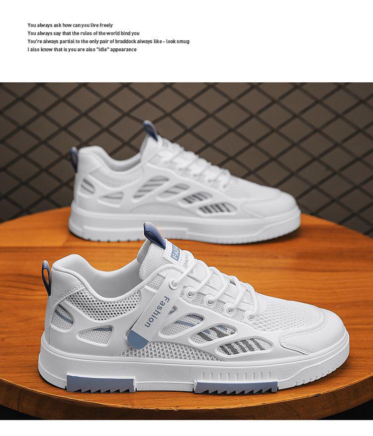 Men's Trendy Breathable Mesh White Sneakers - Versatile Summer 2025 Casual Sports Shoes