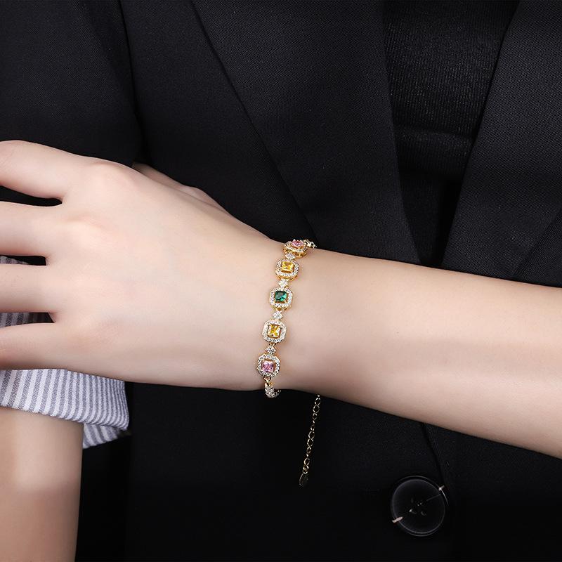 Dopamine Bracelet Simulation Paraiba Simple Green Gold White Multi-color Colorful Treasure New Women