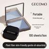 GECOMO Portable Bamboo Charcoal Oil-Absorbing Sheets with Puff & Mirror - Gentle Oil Control & Sweat Absorption, Smudge-Free Makeup.