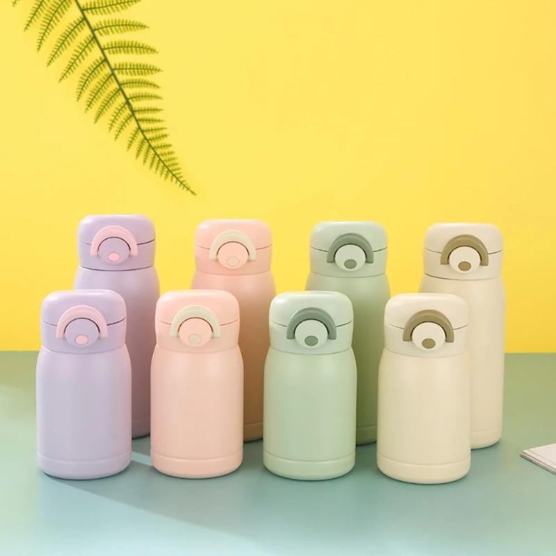 304 Stainless Steel Mini Thermos Cup Cute 220/320ml Small Capacity Vacuum Flask Pop-up Lock Mug Girls