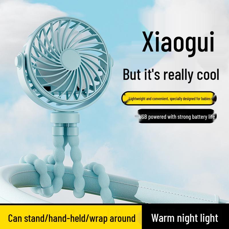 Leafless Octopus Stroller Fan: Portable, Silent, Anti-Pinch Baby Fan