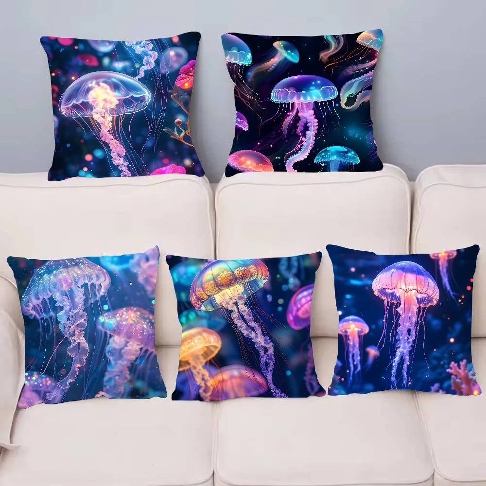 Beautiful Marine Life Jellyfish Pillow Case Home Decor Throw For Sofa Bed Car Room Decor Gift Idea