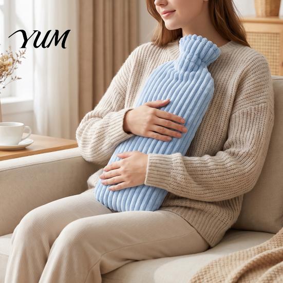 Explosion Proof Water Warmer 500/1000ML Long Hot Bottle with Plush Cover, Leak-Proof Lasting Bag, Menstrual Cramp Pain Relief Bag PVC