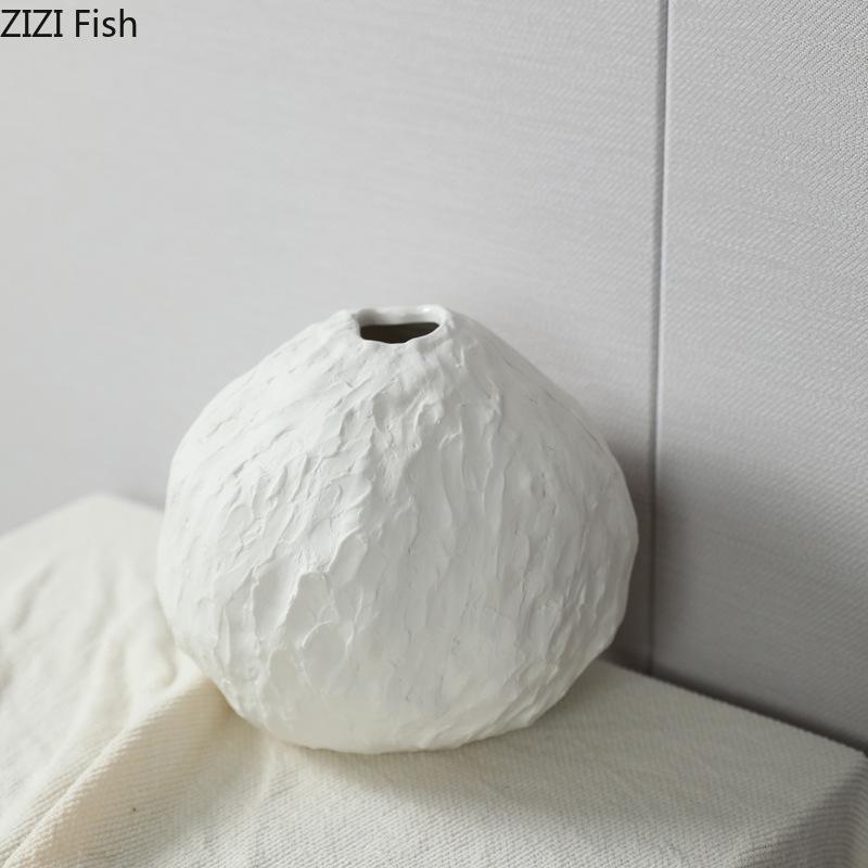 Creative Round Ceramic Vase Abstract Round Plant Pots Table Decoration Flowers Arrangement Floral Vases Room Aesthetic Decor