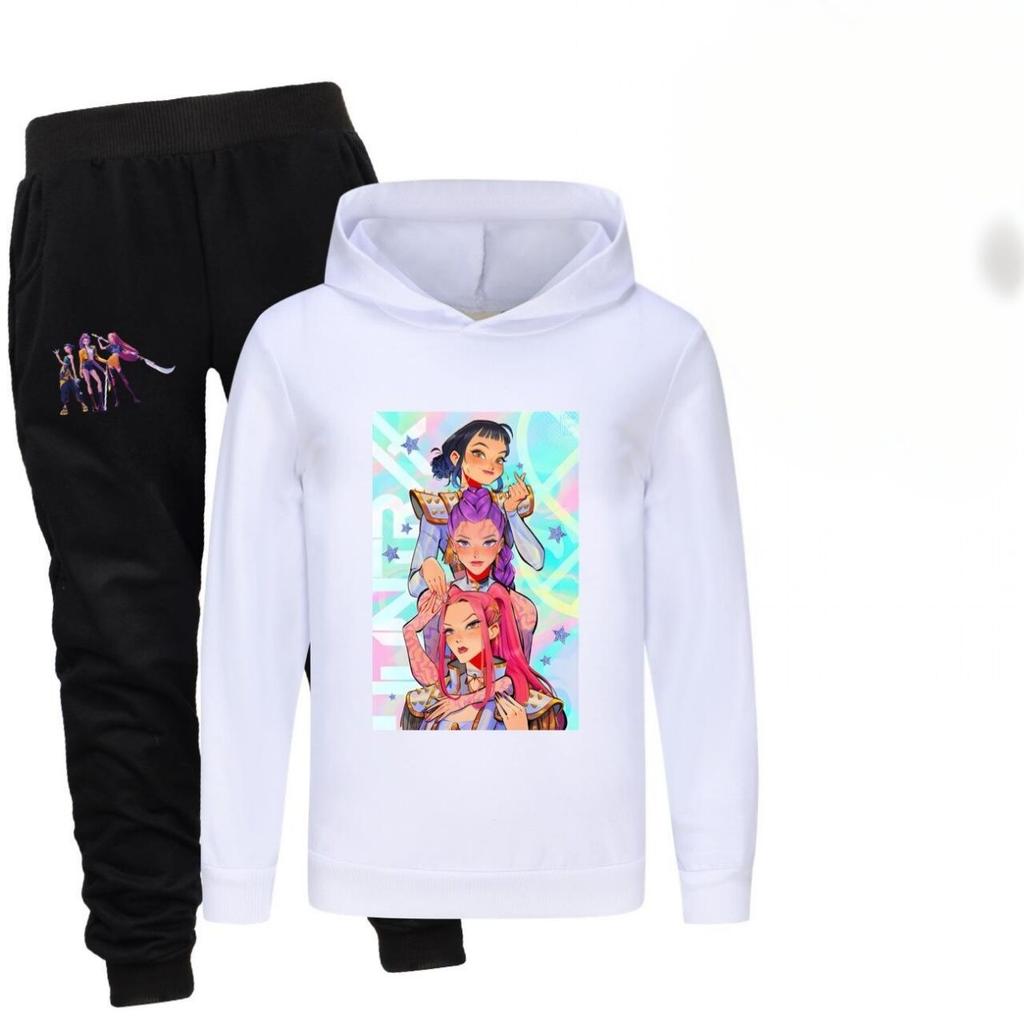 Kpop Witch Hunt Group Printed Boys and Girls Hoodies+Sports Pants Autumn Sweet and Comfortable Set