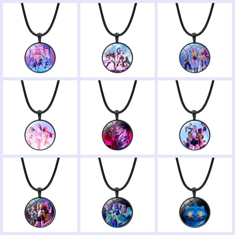 Kpop Demon Character Necklace Hunter Huntrix Cartoon Hanging Pendants Necklace for Fans Gifts Saja Band Fan Bracelet Gifts