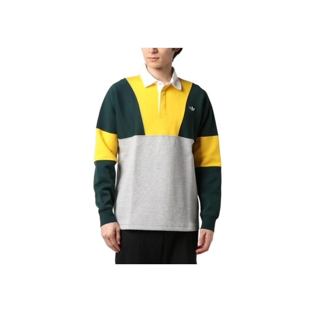 Adidas Originals Trefoil Rugby Shirt Casual Sport Long Sleeve Polo Men Tops Multicolor FM2213