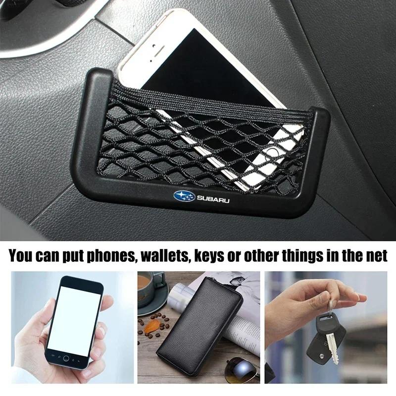 Car Seat Storage Phone Net Bag String Bag Mesh Pocket Organizer for Subaru STI Forester Impreza Legacy Outback BRZ WRX Tribeca Y15