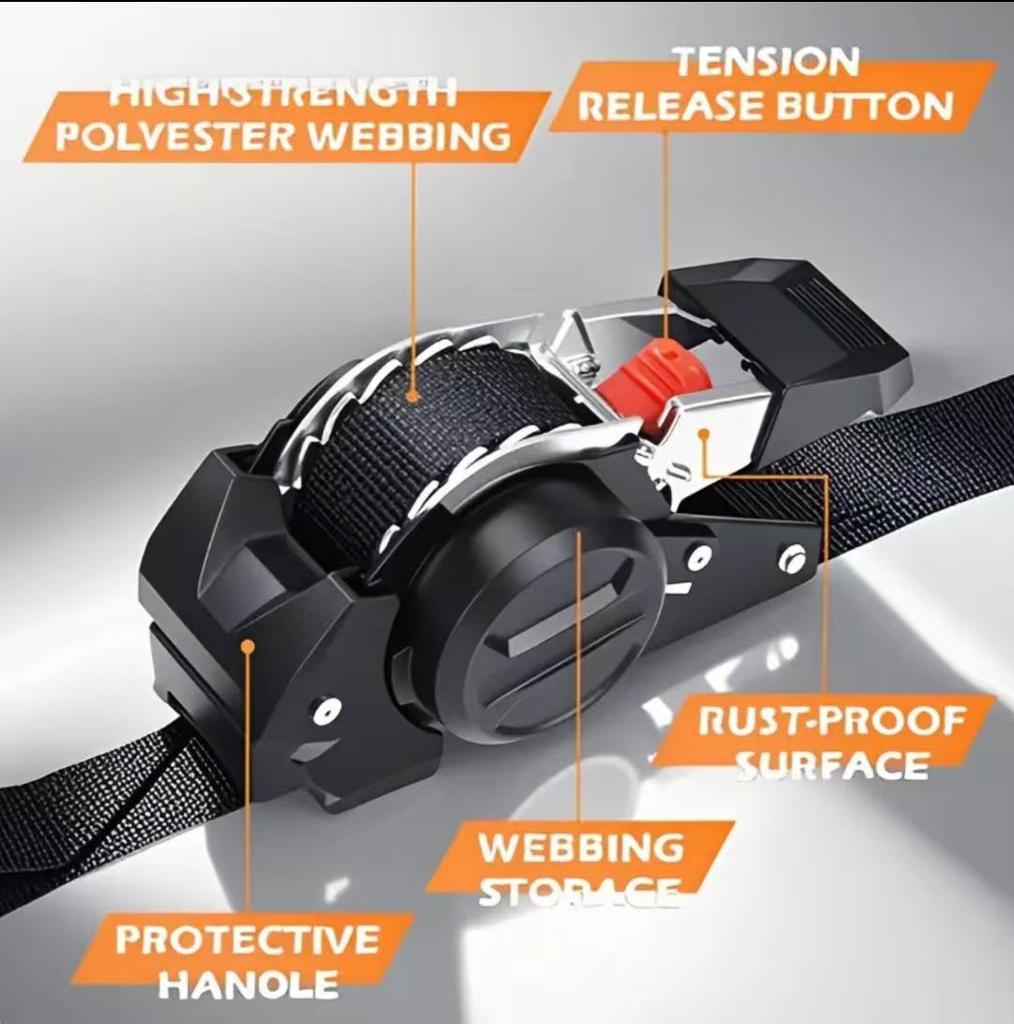 Automatic Shrink Tensioner Strap for Luggage and Motorcycle Tie-downs