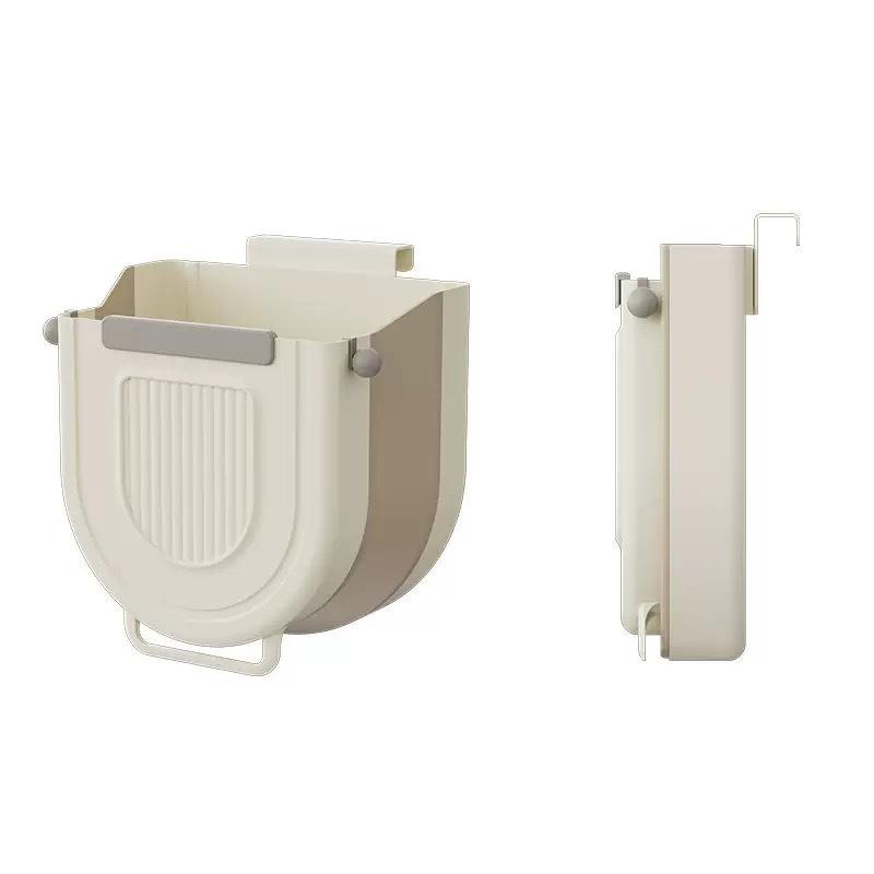 Wall-Mounted Foldable Kitchen Trash Can, Large Capacity, Door Hanging, Creative Classification.