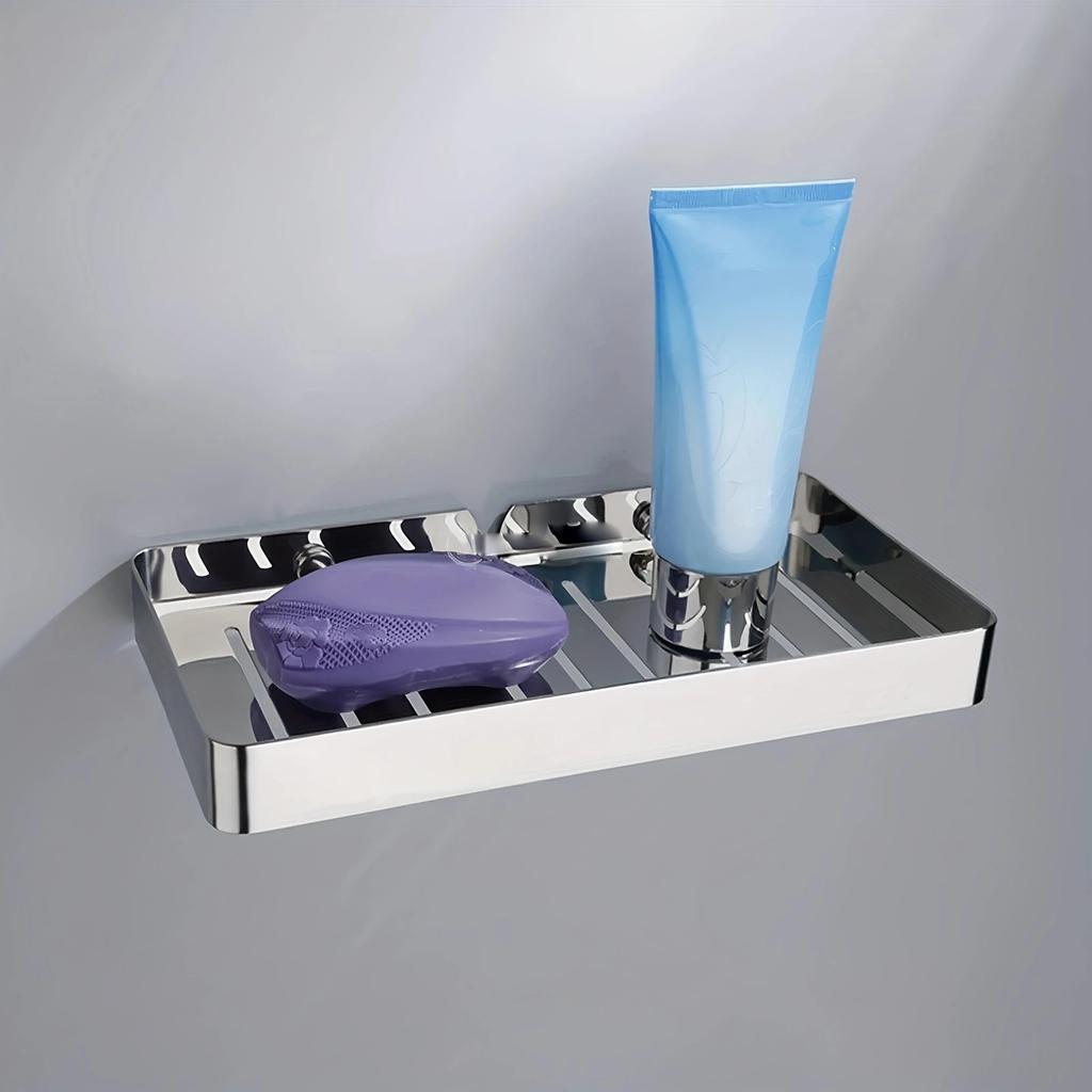 Stainless Steel Soap Box Rustproof Sponge Holder Silver Wall Mounted Soap Dish for Bath Shower Soap Shampoo  Bathroom Accessory