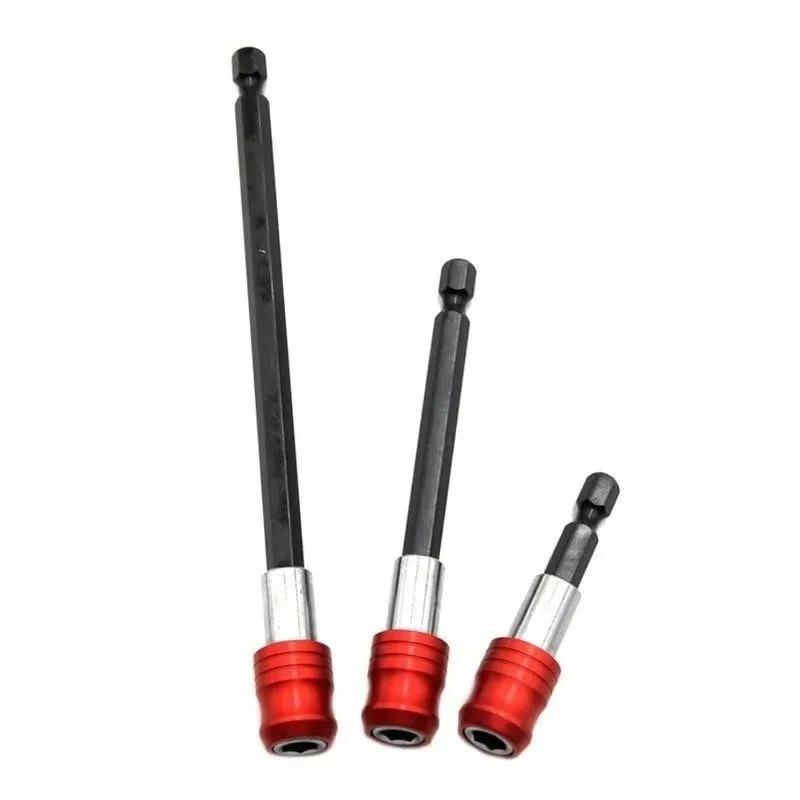Neuer 60/100/150mm Schnellspann-Selbstverriegelnder Verlängerungsstab Schraubendreherkopf-Verlängerungsstab Sechskantgriff Rot Dreiteiliges Set