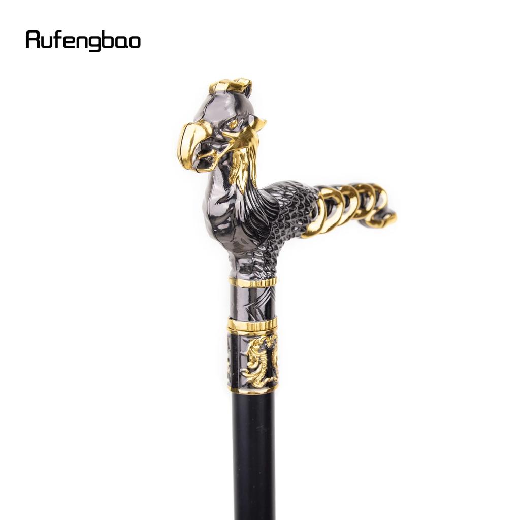 Gold Black Bird Walking Cane Fashion Decorative Walking Stick Gentleman Elegant Cosplay Cane Knob Crosier 93cm