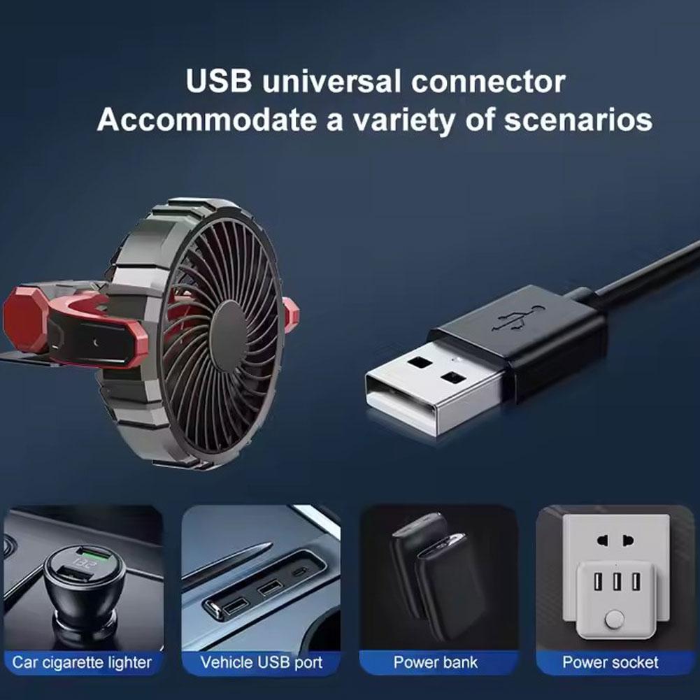 Hipacool Car Cooling Clamp Fan 2000mAh USB Rechargeable Fan Burshless Cooler 900° Rotatable Portable Cooling Tool Car Electronic