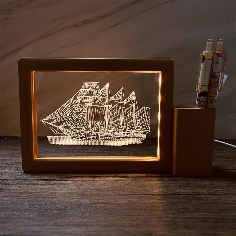 3D Photo Frame Pen Holder Night Light – Creative Graduation or Birthday Gift for Teachers and Classmates