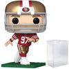 POP Football: Nick Bosa (Running) (Red & Gold Home Uniform) Funko Vinyl Figure (Includes Compatible Box Protector Case), Multicolor, 9.5cm