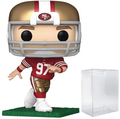 POP Football: Nick Bosa (Running) (Red & Gold Home Uniform) Funko Vinyl Figure (Includes Compatible Box Protector Case), Multicolor, 9.5cm
